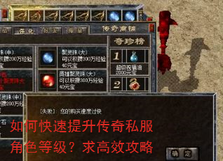 如何快速提升传奇私服角色等级?求高效攻略 如何快速提升传奇私服角色等级?求高效攻略